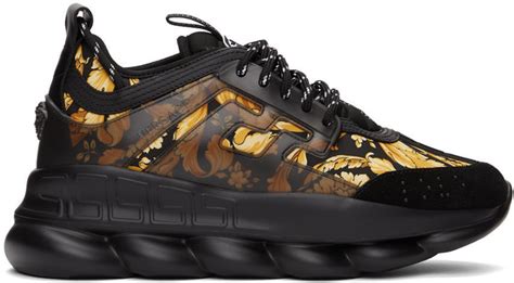 versace chain reaction shoes black and gold|Versace chain reaction twill.